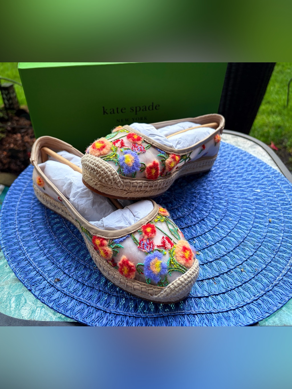 Kate Spade Embroidered Floral Espadrille Flats In Beige